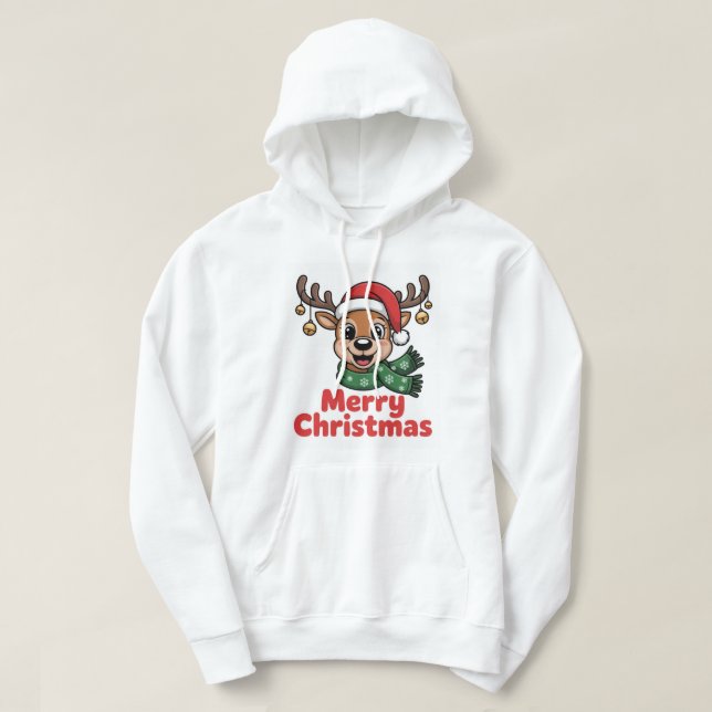 Veste À Capuche PullMerryChristmasRenneindeNoëlMignon (Design devant)