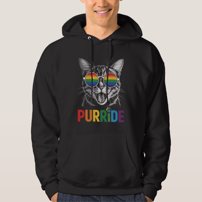 Veste À Capuche Purride Cat Gay Lesbian Rainbow LGBTQ Ally Pride (Devant)