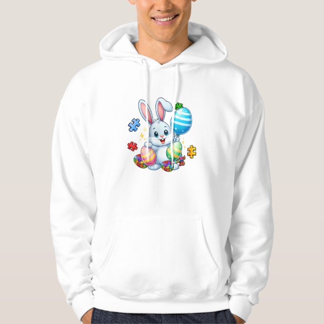 Veste À Capuche Puzzle drôle de sensibilisation à l'autisme Lapin  (Devant)