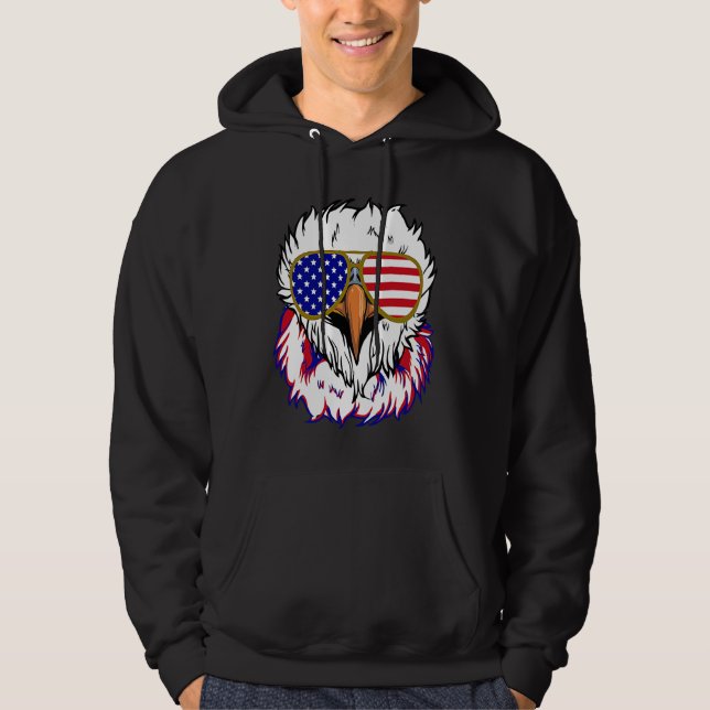 Veste À Capuche Pygargue à tête blanche avec mullet drapeau améric (Devant)