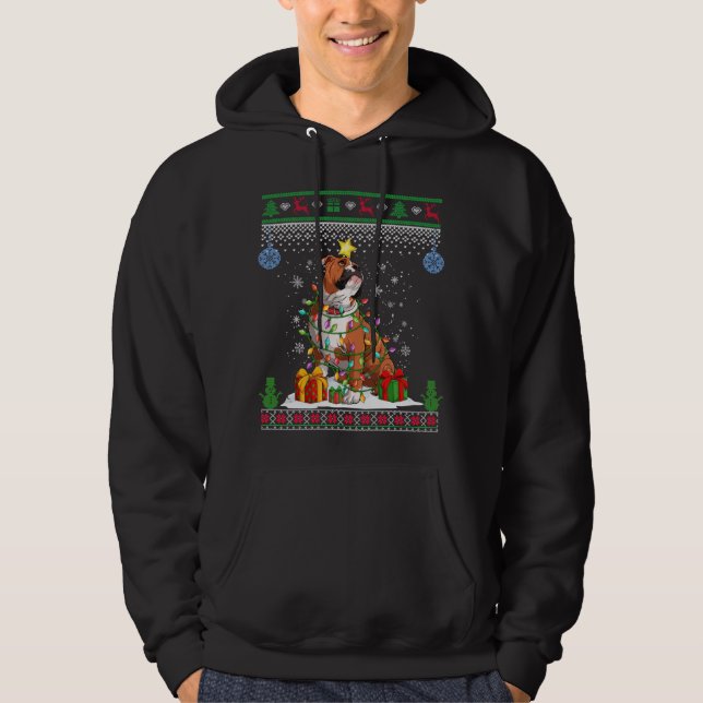Veste À Capuche Pyjama de pull de Noël pour Bulldog (Devant)