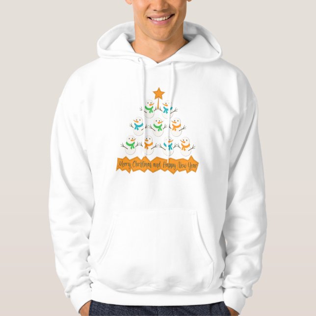 Veste À Capuche Pyramide des sapins de Noël faite de bonhommes de  (Devant)
