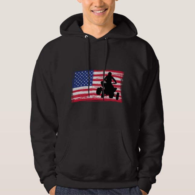 Veste À Capuche Quad Racing Drapeau Américain - Quad Biker ATV 4 R (Devant)