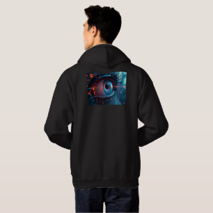 Veste À Capuche Quantum Eye hommes à capuchon noir sweatshirt reto