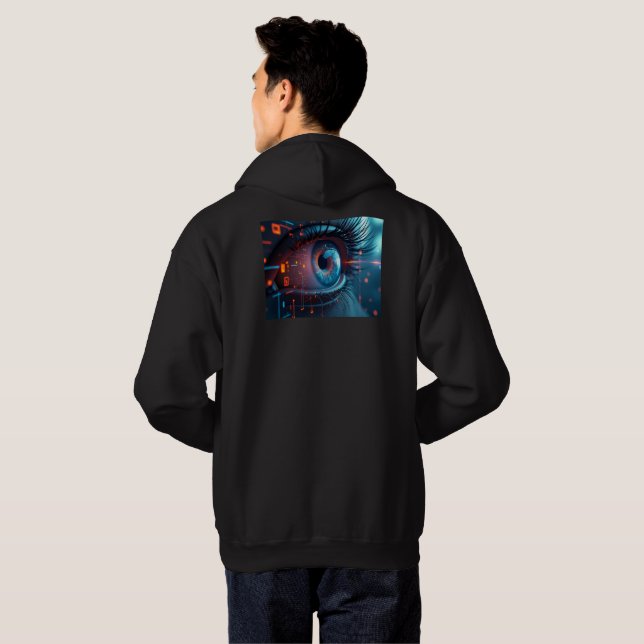 Veste À Capuche Quantum Eye hommes à capuchon noir sweatshirt reto (Dos entier)