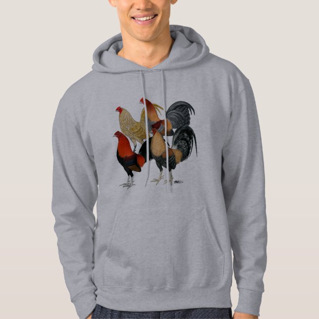 Veste À Capuche Quatre Coqs de combat (Devant)