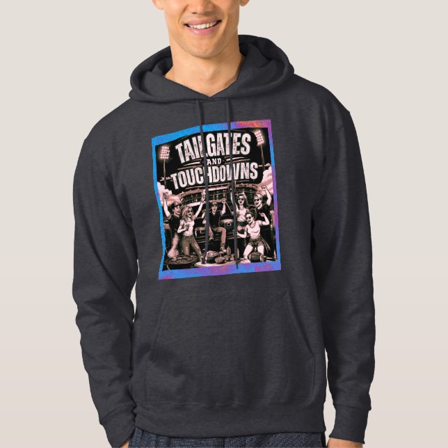 Veste À Capuche Queue de billard Tailgates et Touchdowns Rétro Spo (Devant)