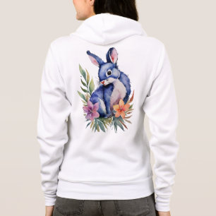 Veste À Capuche Rabbit en Patch floral, élégant Unisex zip up