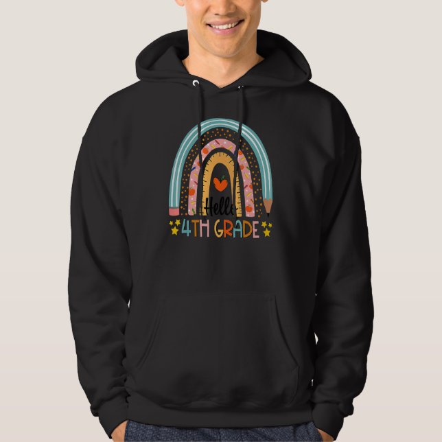 Veste À Capuche Rainbow Bonjour 4e année Enseignant de 4e année Pr (Devant)