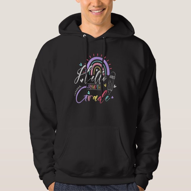 Veste À Capuche Rainbow Bonjour 4e année Enseignant de 4e année Pr (Devant)
