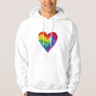 Veste À Capuche Rainbow Heart Mosaic Queer Pride Gay Love LGBTQ 