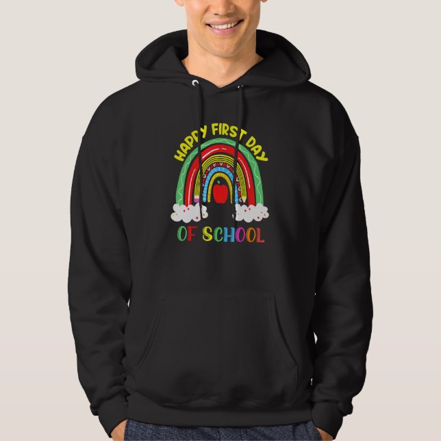 Veste À Capuche Rainbow Joyeux Premier Jour De L'École Professeurs (Devant)