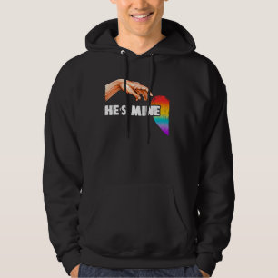 Veste À Capuche Rainbow Lgbt Heart He's Mine for Gay Couples Pullo