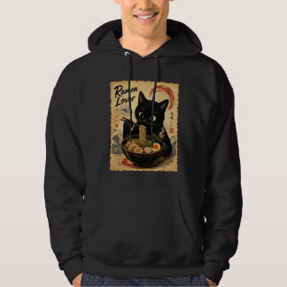 Veste À Capuche Ramen au Chat Noir Douillet de Style Artistique Ja