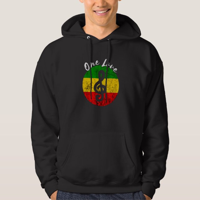 Veste À Capuche Rasta Reggae Rastafari Racines Musique Note One Lo (Devant)