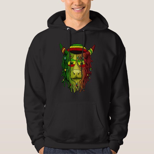 Veste À Capuche Rasta Scottish Highland Cow  Scottish Stoner Cow (Devant)