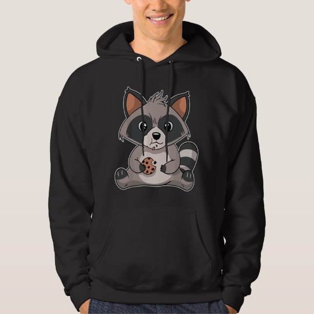Veste À Capuche Raton laveur mangeant un cookie aux pépites de cho (Devant)