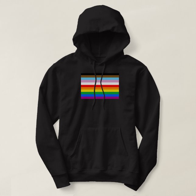 Veste À Capuche Rayures du drapeau de progrès LGBTQ+ (Design devant)