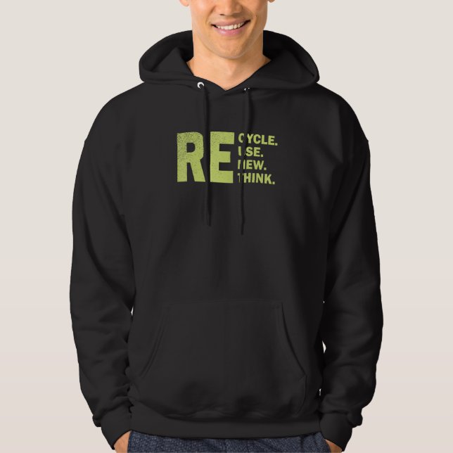 Veste À Capuche Recycler Réutiliser Renouveler Repenser Crise Envi (Devant)