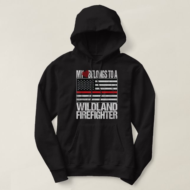 Veste À Capuche Red Line Flag Shirt My Heart Belongs Wildland Fire (Design devant)