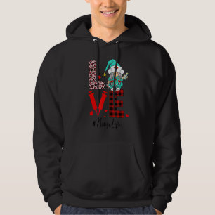 Veste À Capuche Red Plaid Leopard Motif Love Valentine Gnome Nur
