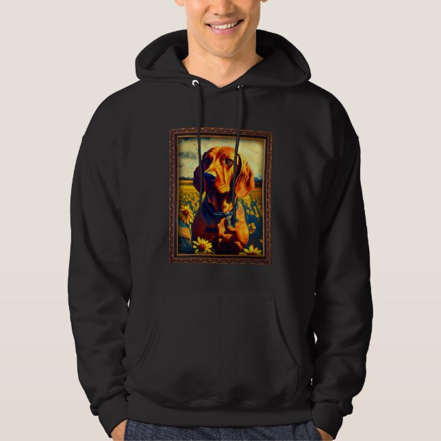 Veste À Capuche Redbone Coonhound Painting Sunflower Flower Mom Wo (Devant)