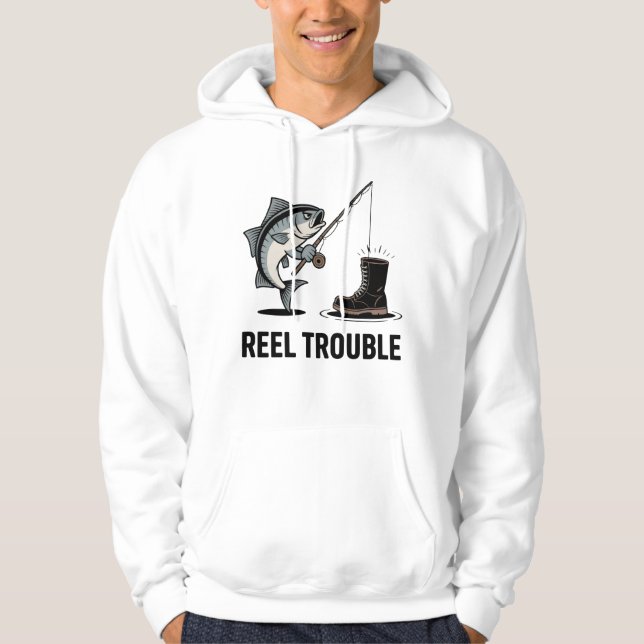 Veste À Capuche Reel Trouble – Fishing Fail with Angry Fish & Boot (Devant)