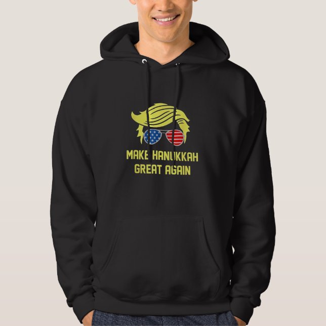 Veste À Capuche Refaire Hanukkah Great Again Trump Juif  (Devant)