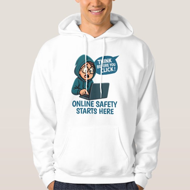 Veste À Capuche Réfléchir avant de cliquer - Sensibilisation à la  (Devant)