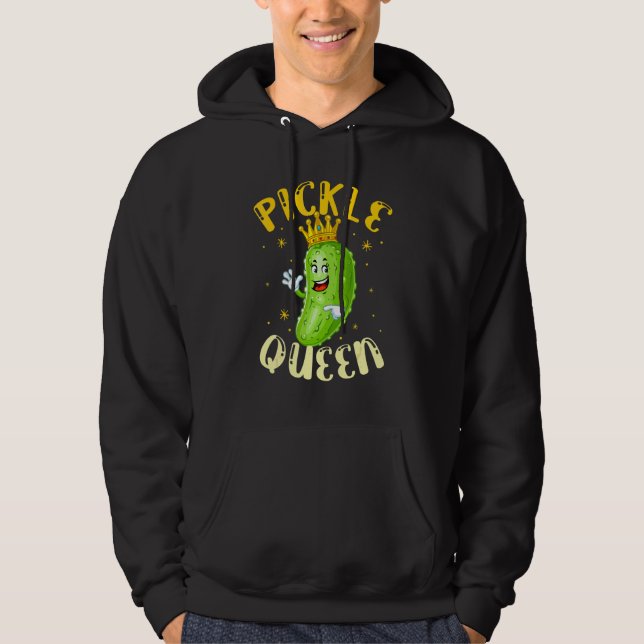 Veste À Capuche Reine des pickles végétalien concombre légume (Devant)