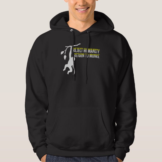 Veste À Capuche Rejeter l'humanité Retour à Monke meme Monkey Evol (Devant)
