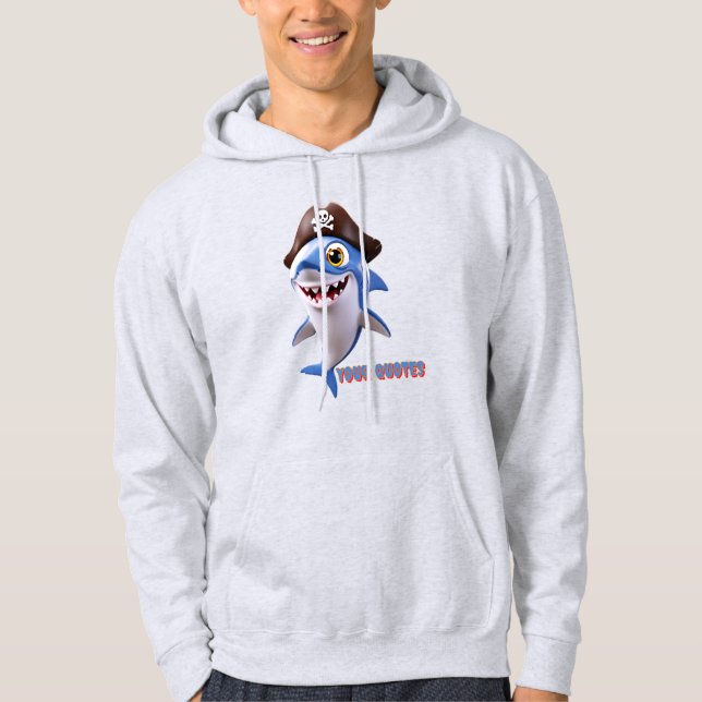 Veste À Capuche Requin pirate mignon dessin animé – Illustration 3 (Devant)