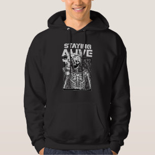 Veste À Capuche Rester Vivant Squelette Boire Café Crâne Hallowee