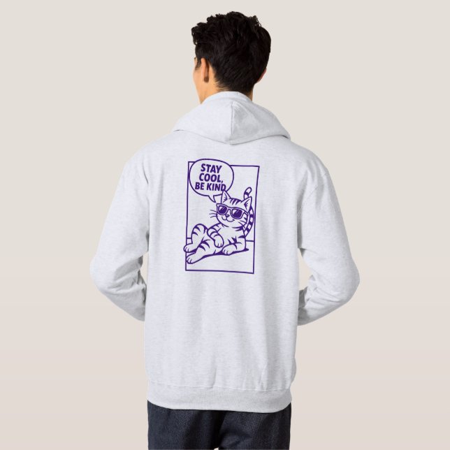 Veste À Capuche Restez Cool Soyez Gentil Chat Positivité (Dos entier)