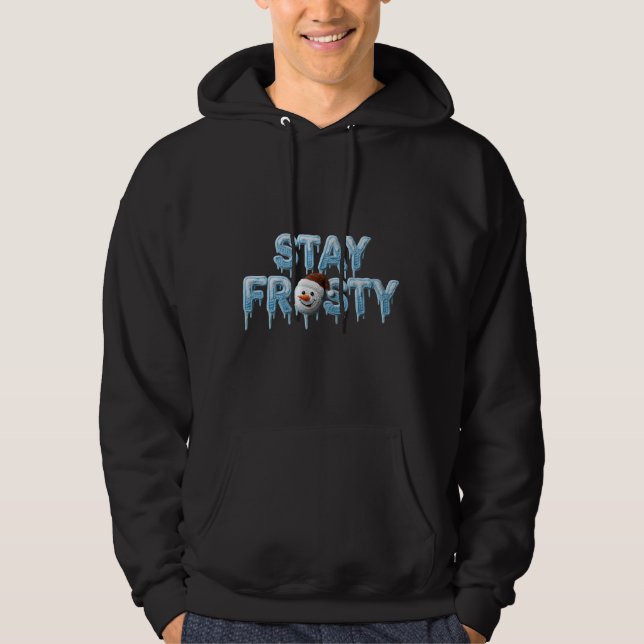 Veste À Capuche Restez Frosty – Conception de Noël de fil tricoté  (Devant)