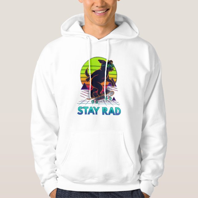 Veste À Capuche Restez Rad Rétro Conception de Chien de Skate (Devant)