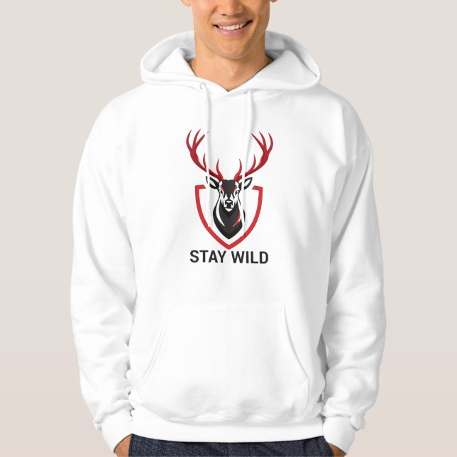 Veste À Capuche Restez Sauvage Tête de Cerf (Devant)