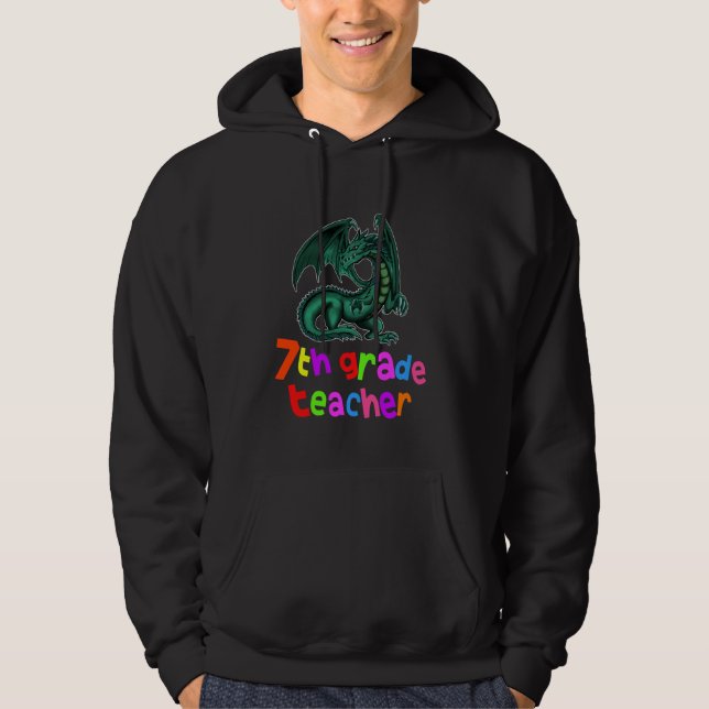 Veste À Capuche Retour à l'école 7e année enseignant Dragon Lover  (Devant)