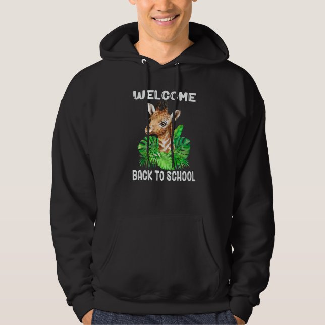 Veste À Capuche Retour à l'école avec bébé girafe pour garçons  (Devant)