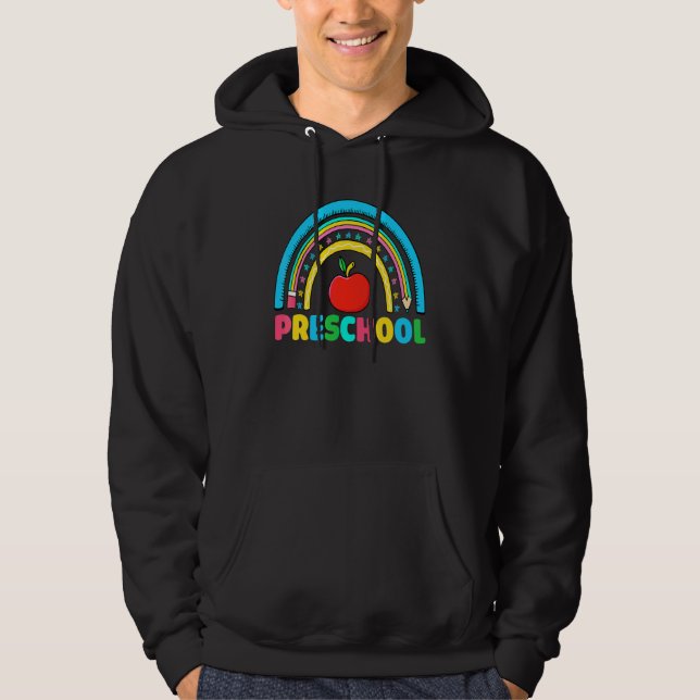 Veste À Capuche Retour à l'école Bonjour Préscolaire Boho Arc-en-c (Devant)