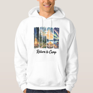 Veste À Capuche Retour au design de camping à l'aquarelle Camp Wat
