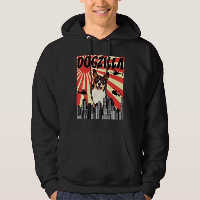Veste À Capuche Retro Japanese Dogzilla Cardigan Welsh Corgi (Devant)