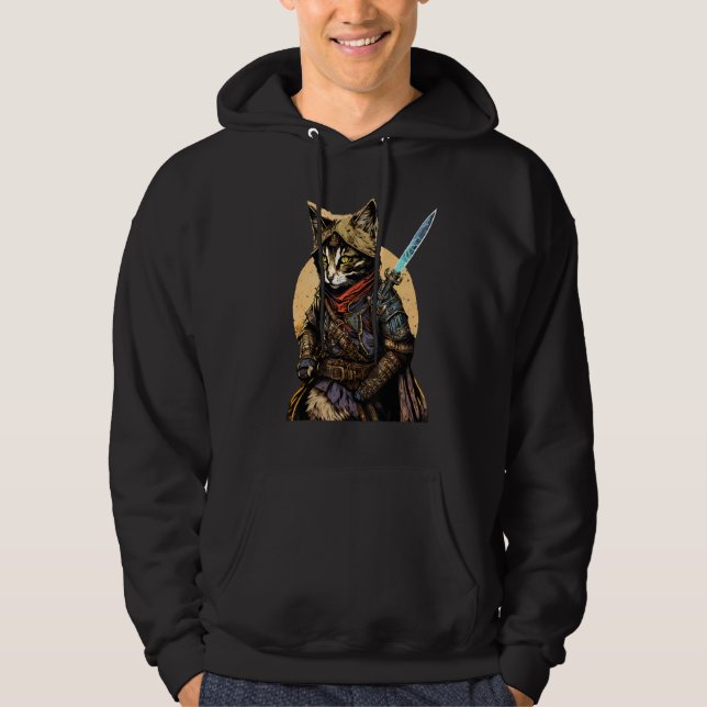 Veste À Capuche Retro Japanese Samurai Cat Bushido Warrior Sword V (Devant)