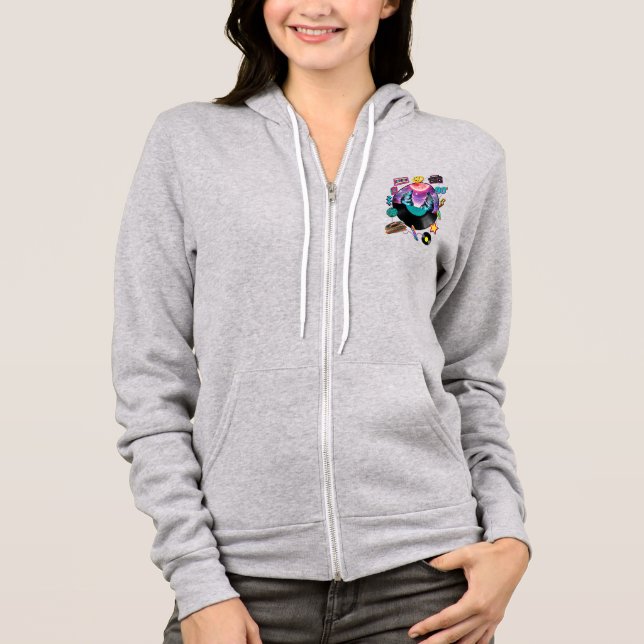 Veste À Capuche Retro Record, With Wolf And 90s Memorabilia (Devant)