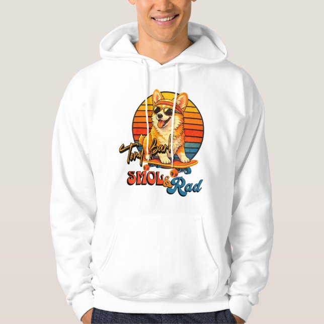 Veste À Capuche Retro Skate Corgi – Tony Bark™ – Smol & Rad  (Devant)