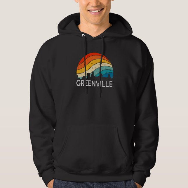 Veste À Capuche Retro South Carolina City Greenville Skyline Vinta (Devant)