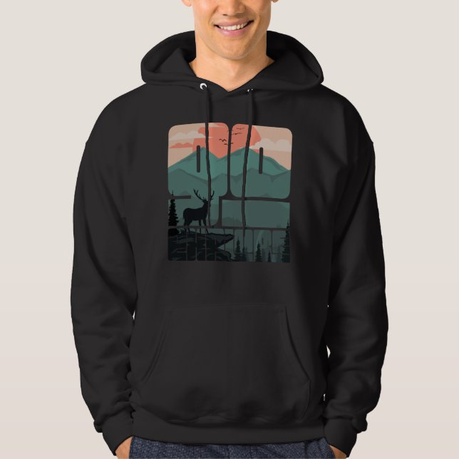 Veste À Capuche Retro Sunset Paysage Randonnée Aventure Explorez (Devant)