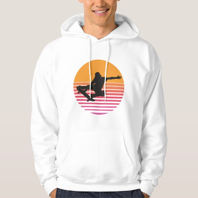 Veste À Capuche Retro Sunset Skateboarder  (Devant)