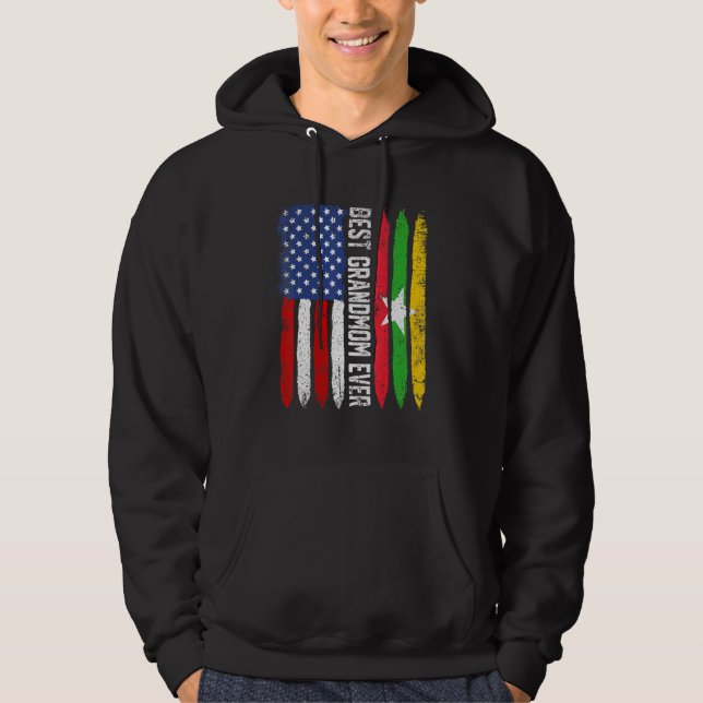 Veste À Capuche Retro Us Myanmar Drapeau Meilleure grand-mère Jama (Devant)