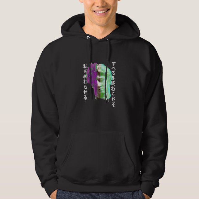 Veste À Capuche Rétrowave synthwave vaporwave Glitch statue grecqu (Devant)